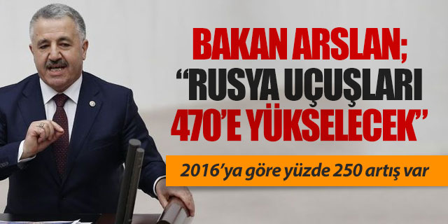 Bakan Arslan: "Rusya uçuşları haftalık 470'e çıkacak"