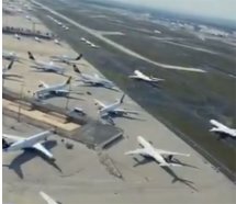 Yere indirilen Lufthansa uçakları havadan görüntülendi
