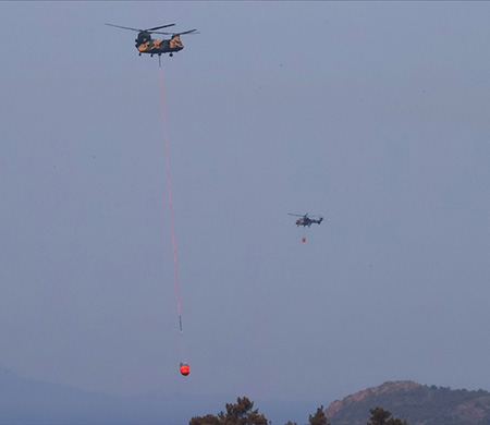 Askeri helikopterler Marmaris yangını için 201 sorti yaptı